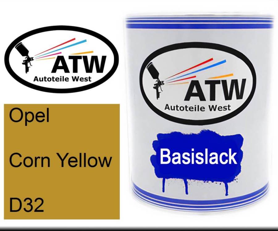 Opel, Corn Yellow, D32: 1L Lackdose, von ATW Autoteile West.
